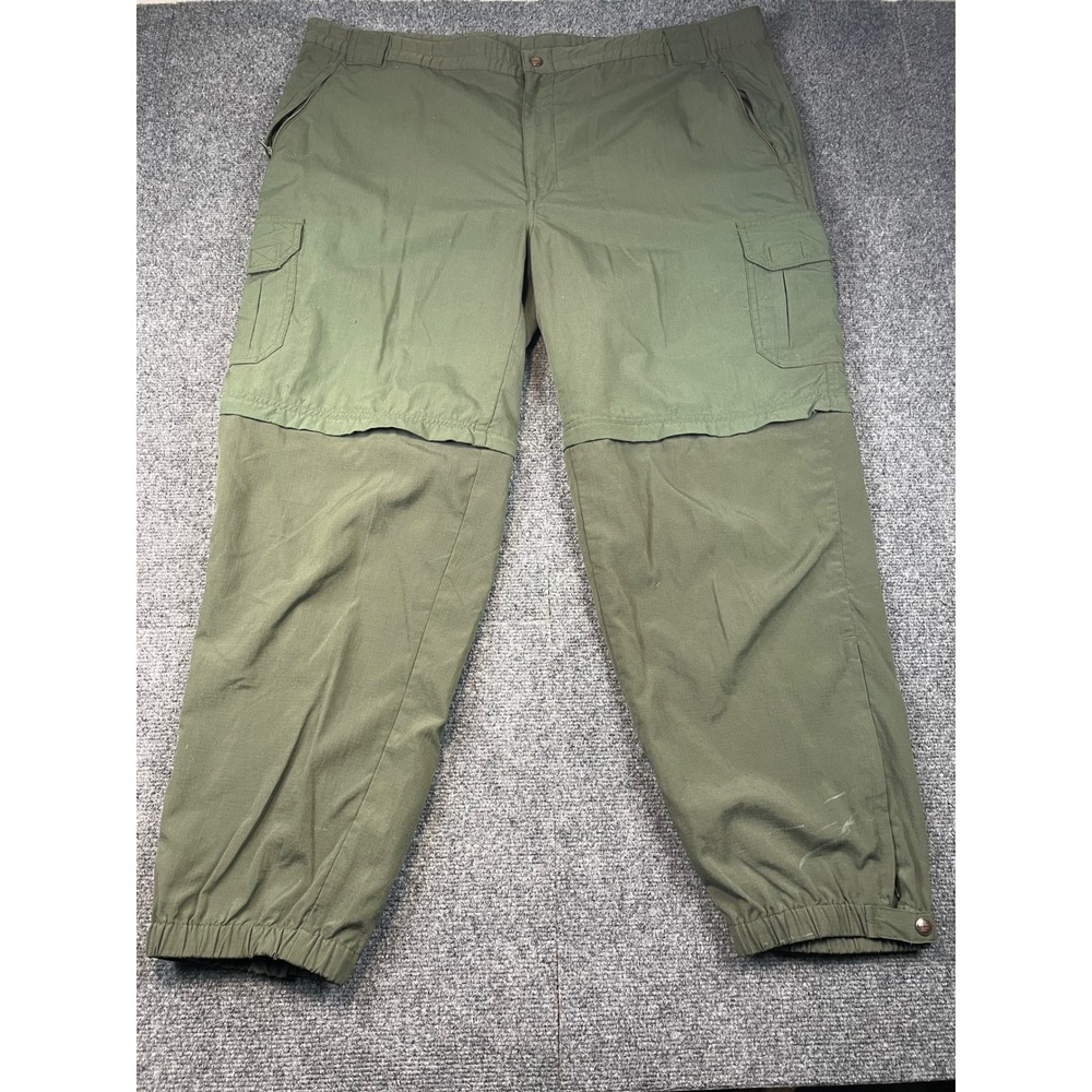 LL Bean Mens Cargo Convertible Pants Zip Off Legs Khaki Green Size LG